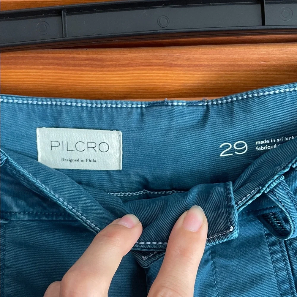 Pilcro Teal Wide-Leg Cargo Pants - Picture 3 of 6
